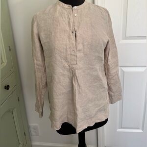 Baird Mcnutt for J. Crew Women’s Irish Linen Blouse Sz 4 Beige Natural